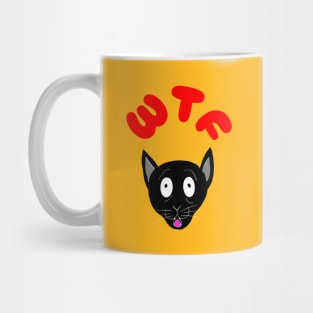 WTF Surprised Black Cat Anime/Manga Art Mug